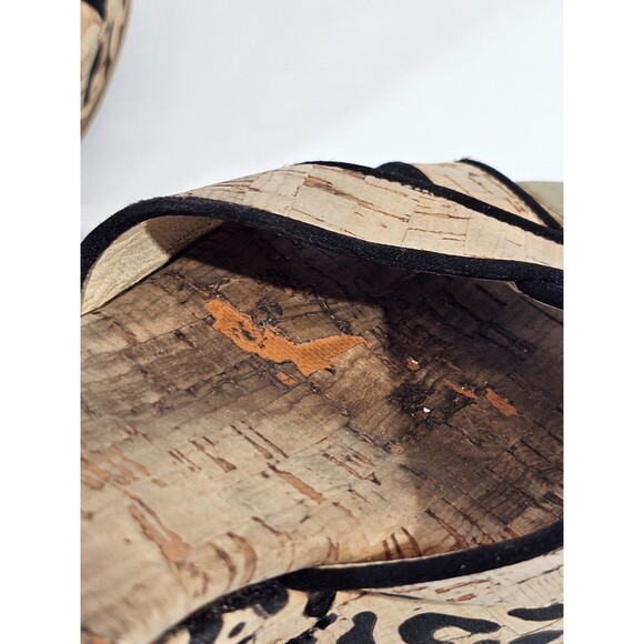 DMS Women's 36 Jimmy Choo Cork Wedge Leopard Peep Toe High Heels Pumps Slides - Picture 8 of 12